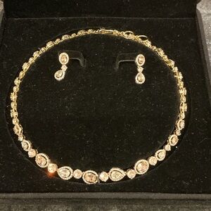 Swarovski Gold Necklace with Clear Crystals